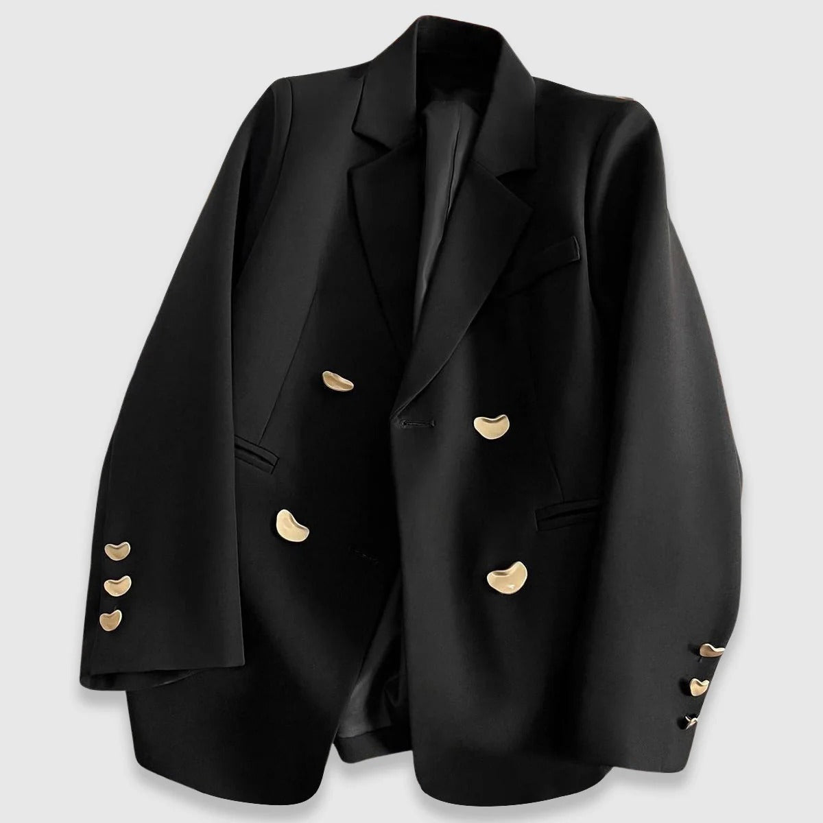 Women's Gold Button Double-Breasted Blazer