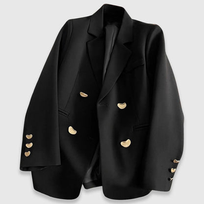 Women's Gold Button Double-Breasted Blazer
