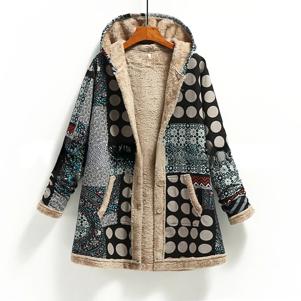 Fall Patchwork Hooded Coat