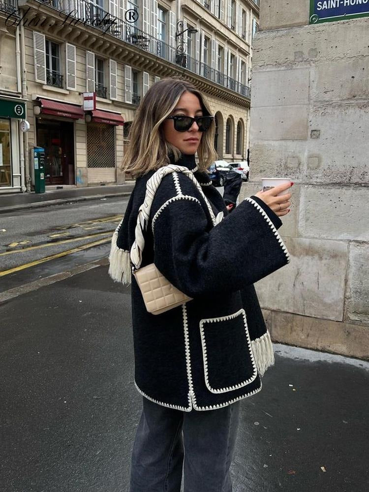 Fall Scarf-Collar Wool Coat