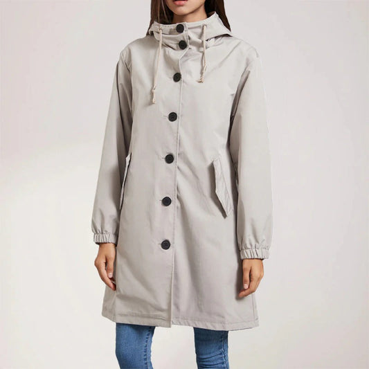 Fall Crimson Hooded Coat