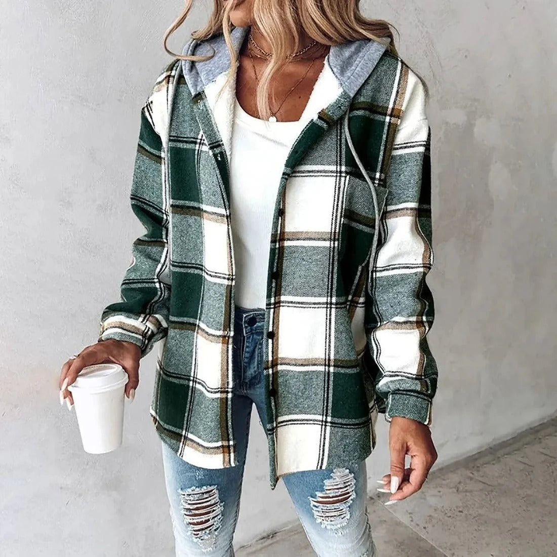 Fall Checked Wool-Blend Shacket