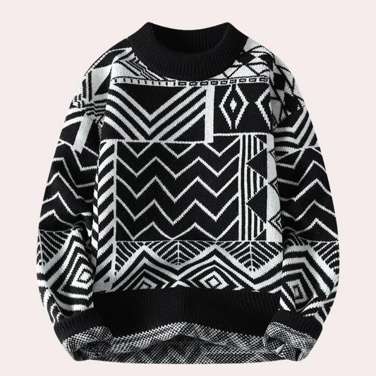 Fall Graphic Panel Knit Sweater