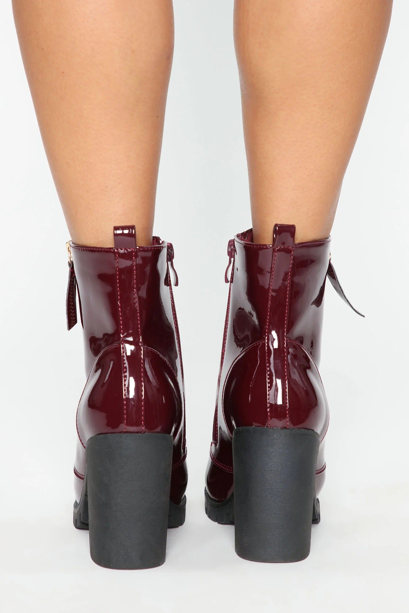 Fall Patent Lace-Up Block Boots