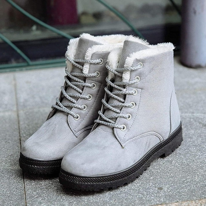 Fall Shearling-Trim Lace Boots