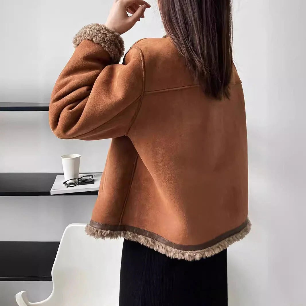 Fall Shearling Trim Jacket