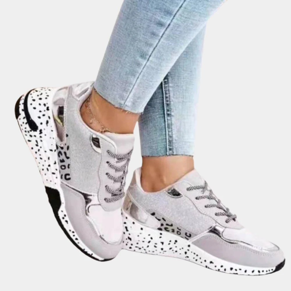 Mixed-Print Chunky Lace-Up Sneakers