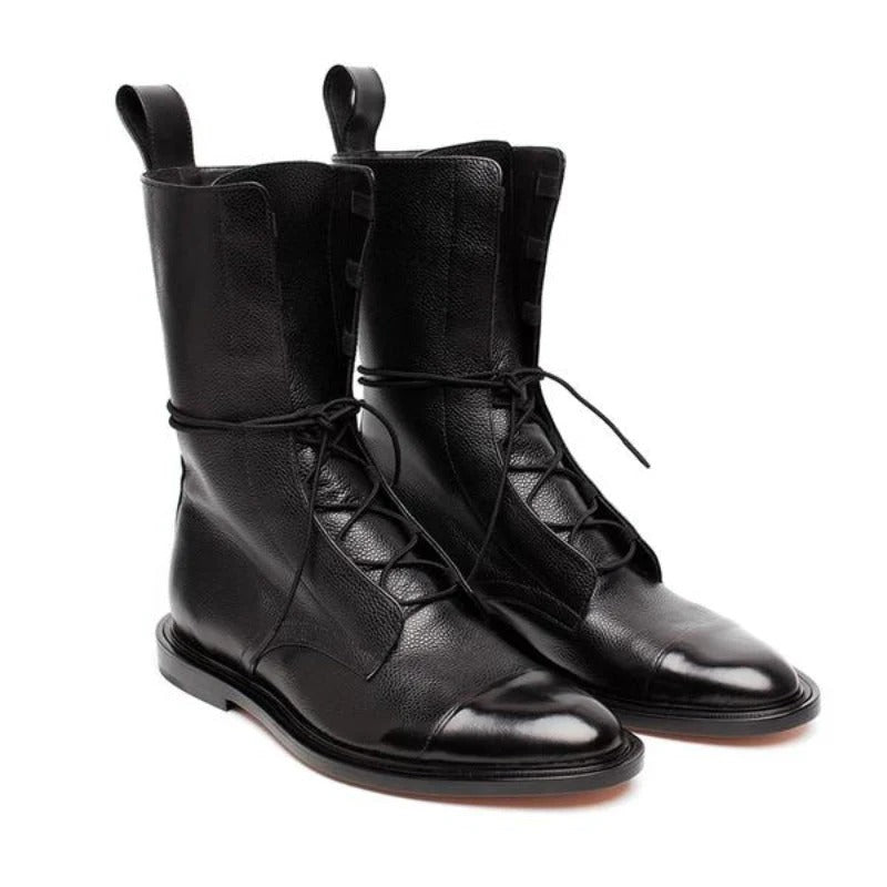 Cap Toe Lace-Up Boots