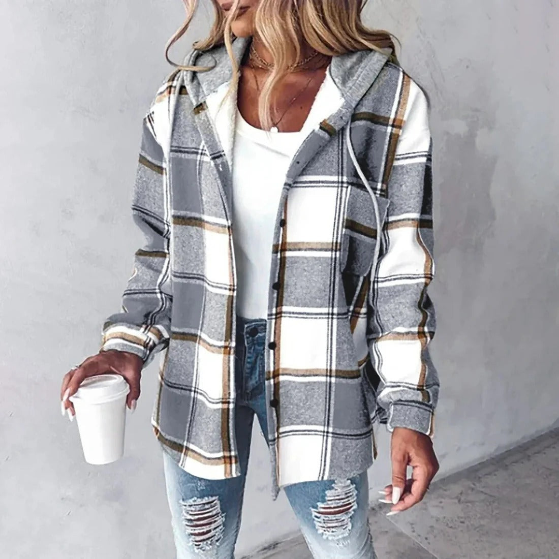 Fall Checked Wool-Blend Shacket