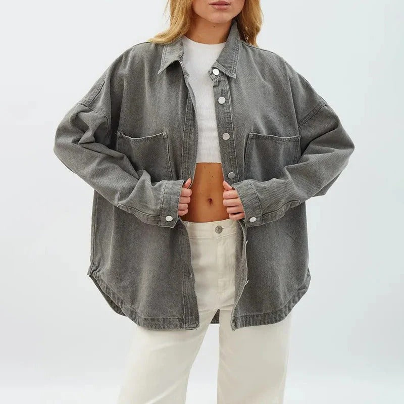 Fall Oversized Denim Shirt Jacket