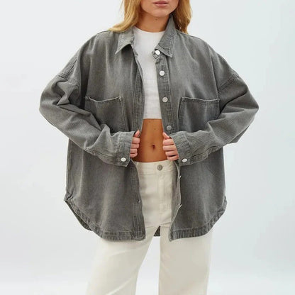 Fall Oversized Denim Shirt Jacket