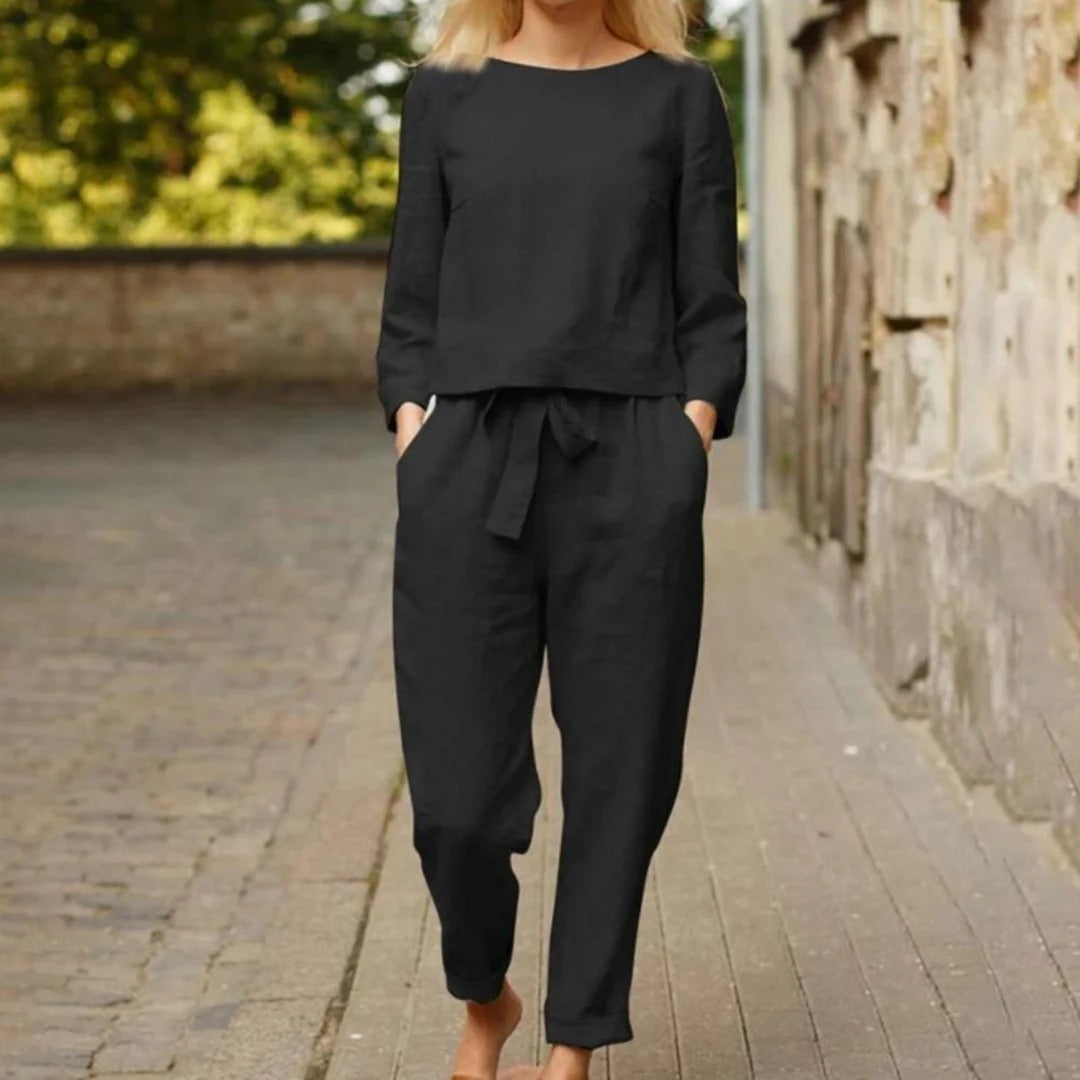 Long-Sleeve Top and Tapered Pants Set