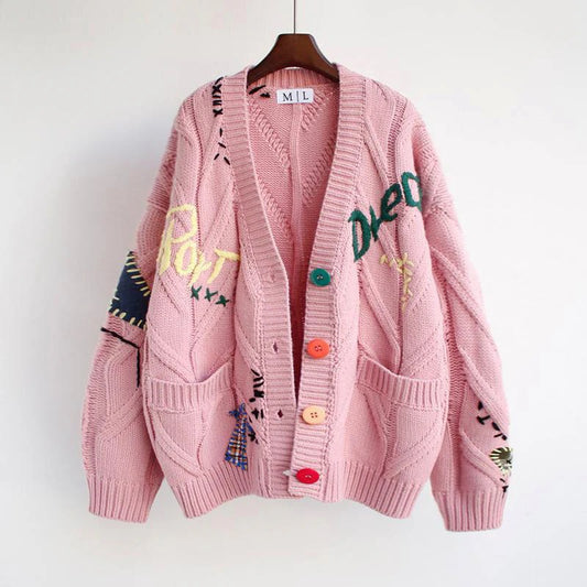 Fall Graphic Knit Cardigan