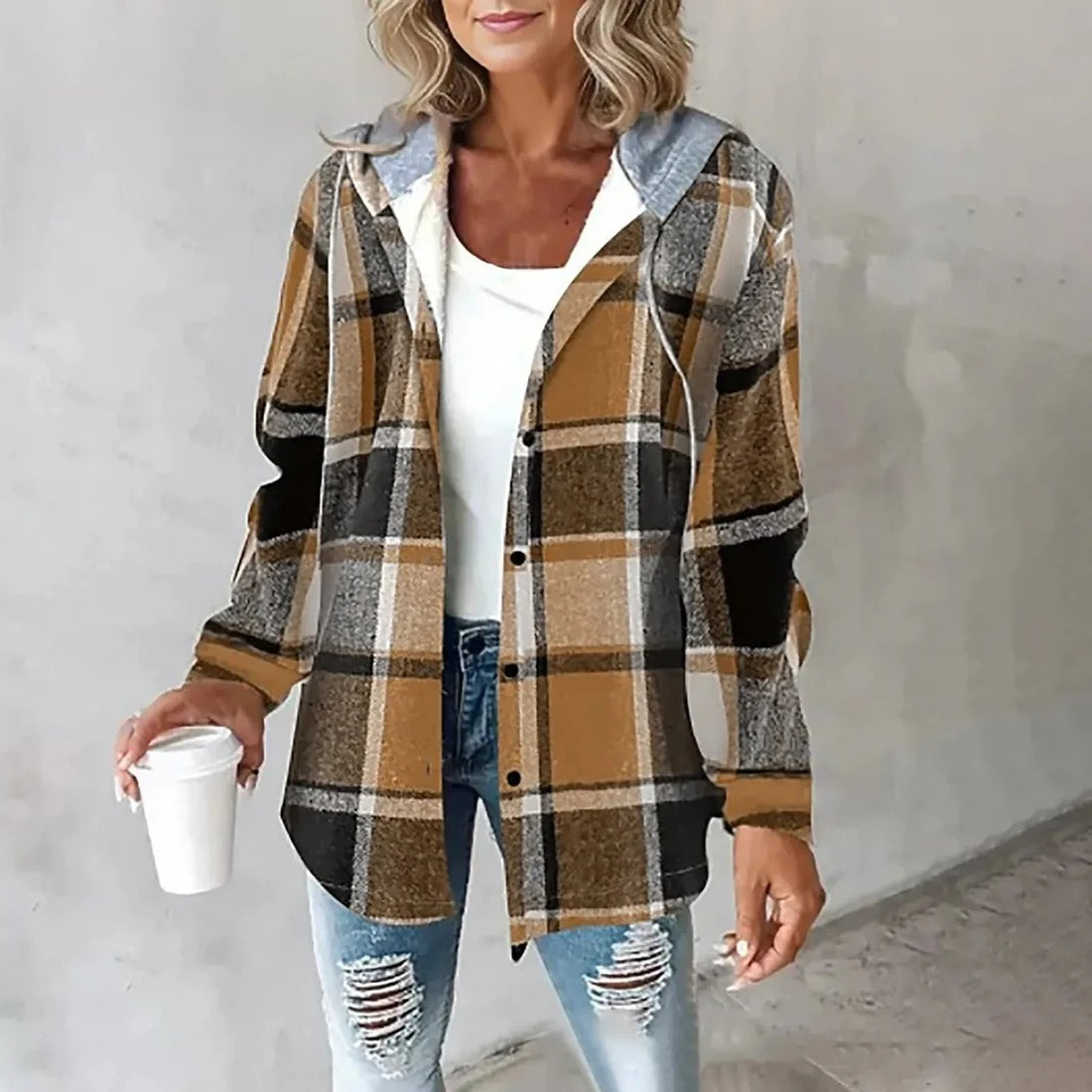 Fall Checked Wool-Blend Shacket