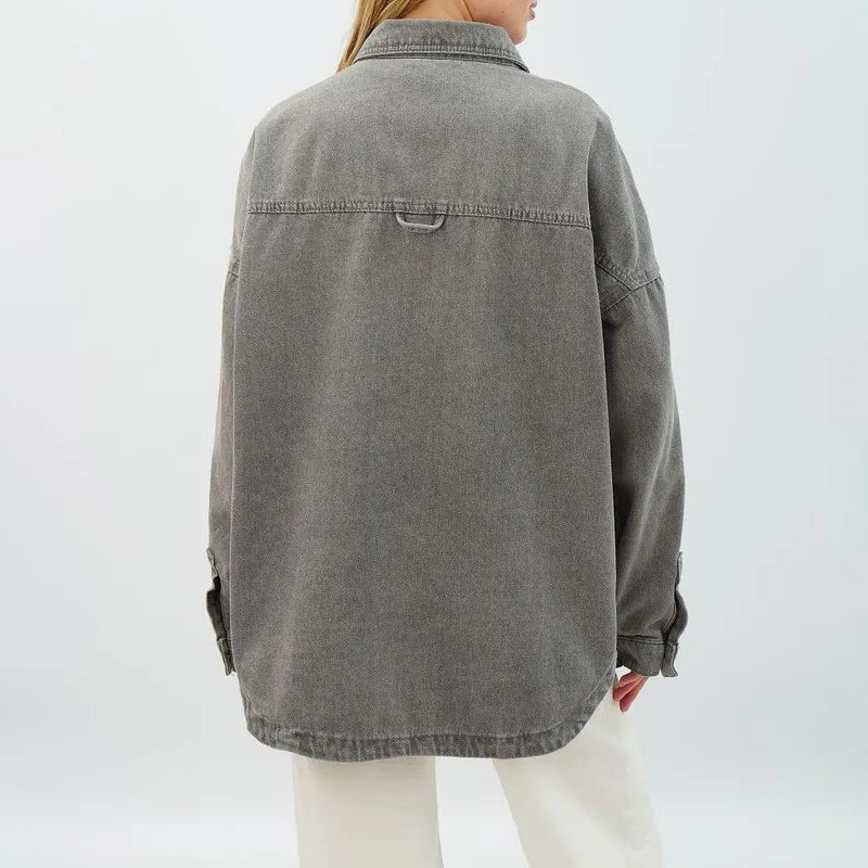 Fall Oversized Denim Shirt Jacket