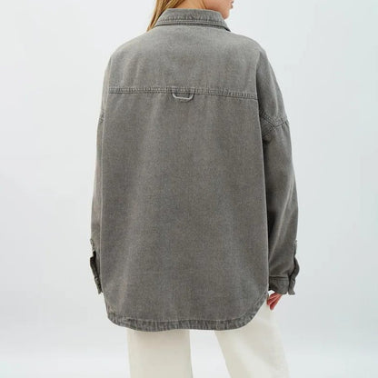 Fall Oversized Denim Shirt Jacket