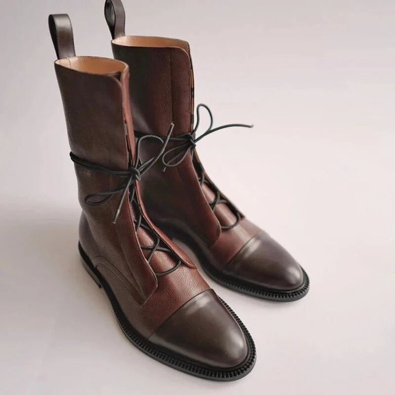 Cap Toe Lace-Up Boots