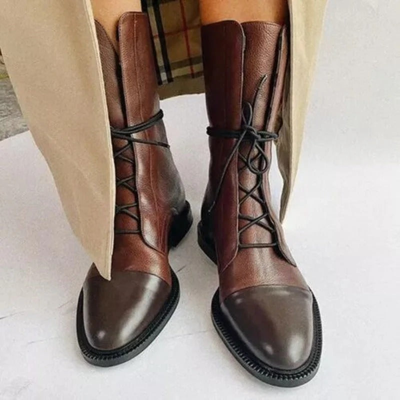 Cap Toe Lace-Up Boots