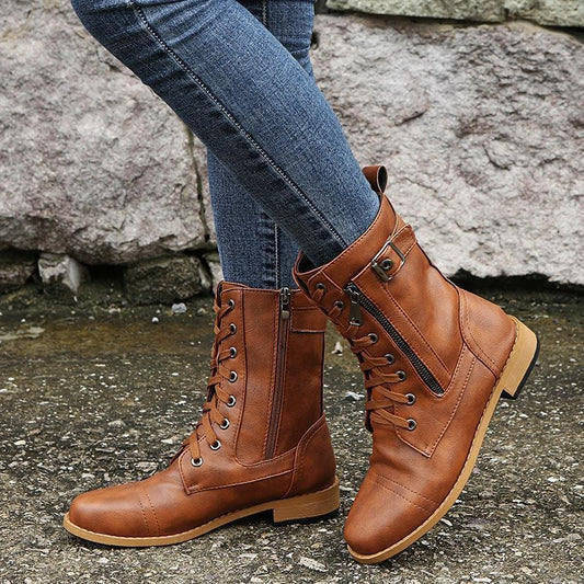 Fall Lace-Up Mid-Calf Boots