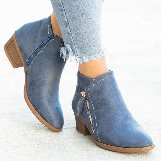 Fall Side-Zip Block Heel Boots