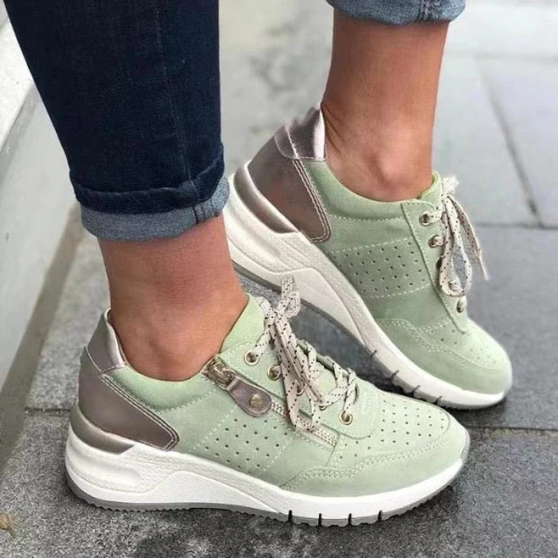 Contrast Panel Lace-Up Sneakers