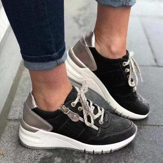 Contrast Panel Lace-Up Sneakers