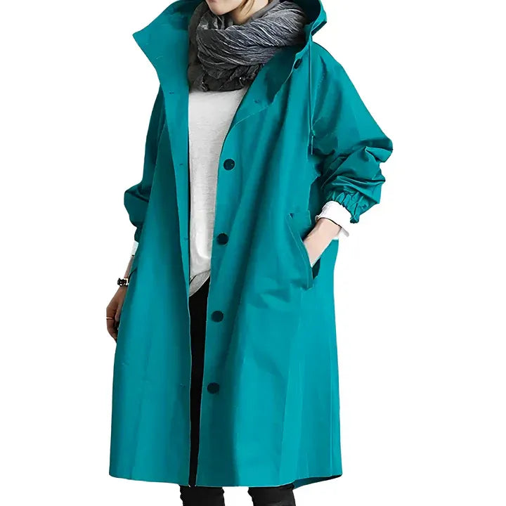 Fall Button-Front Hooded Coat