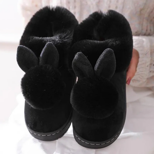Bunny Ear Pom Slippers
