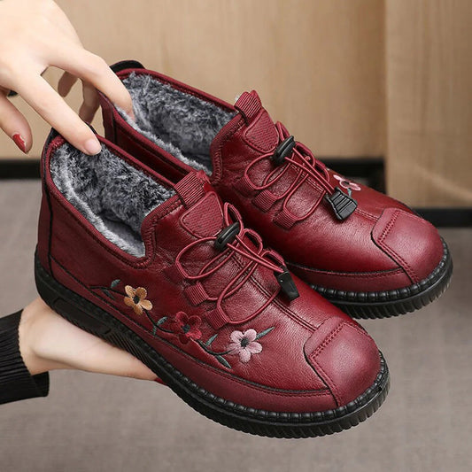 Embroidered Lace-Up Shoes