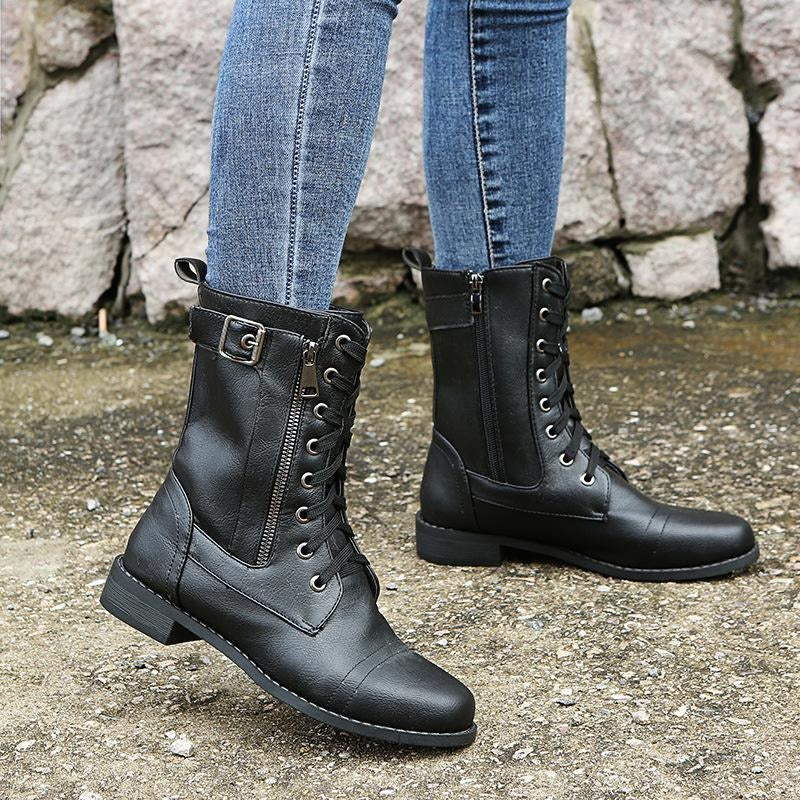 Fall Lace-Up Mid-Calf Boots