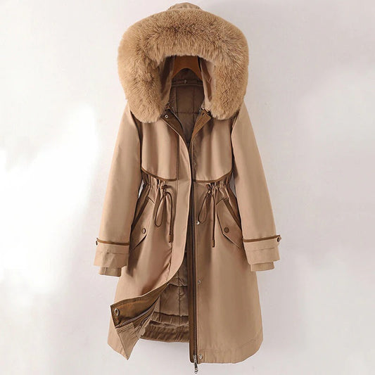 Fall Hooded Coat with Fur Trim