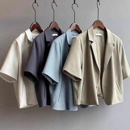 Short-Sleeve Buttoned Blazer