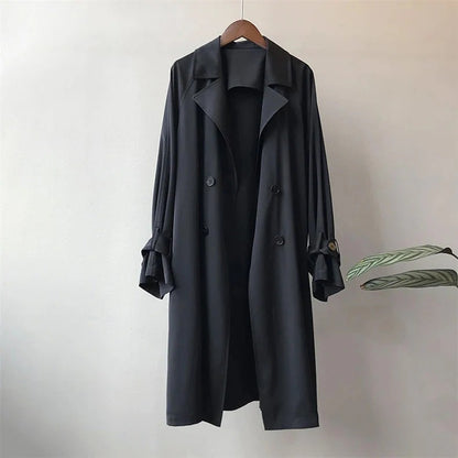 Fall Draped Double-Breasted Trench