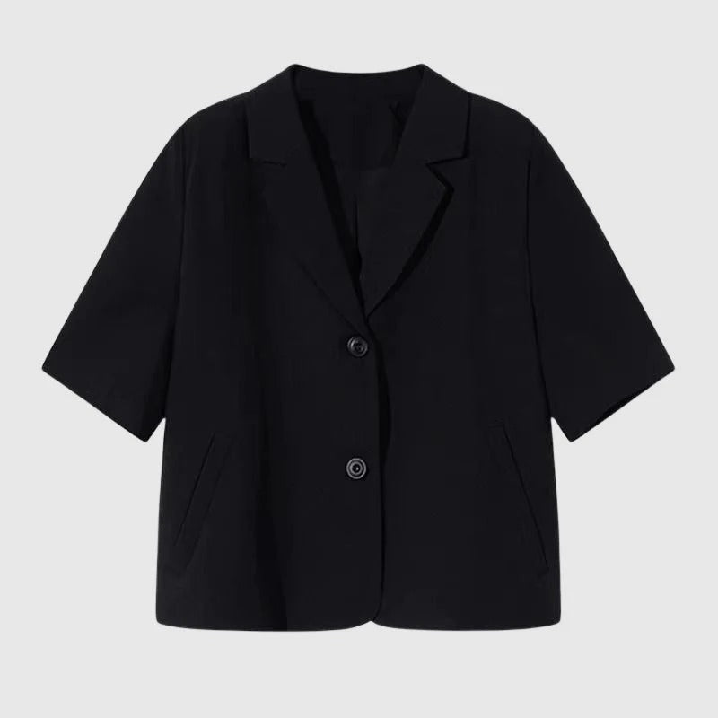 Short-Sleeve Buttoned Blazer