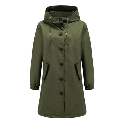 Fall Hooded Button-Front Coat