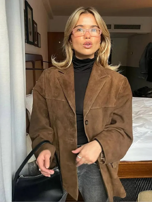 Fall Suede Buttoned Jacket
