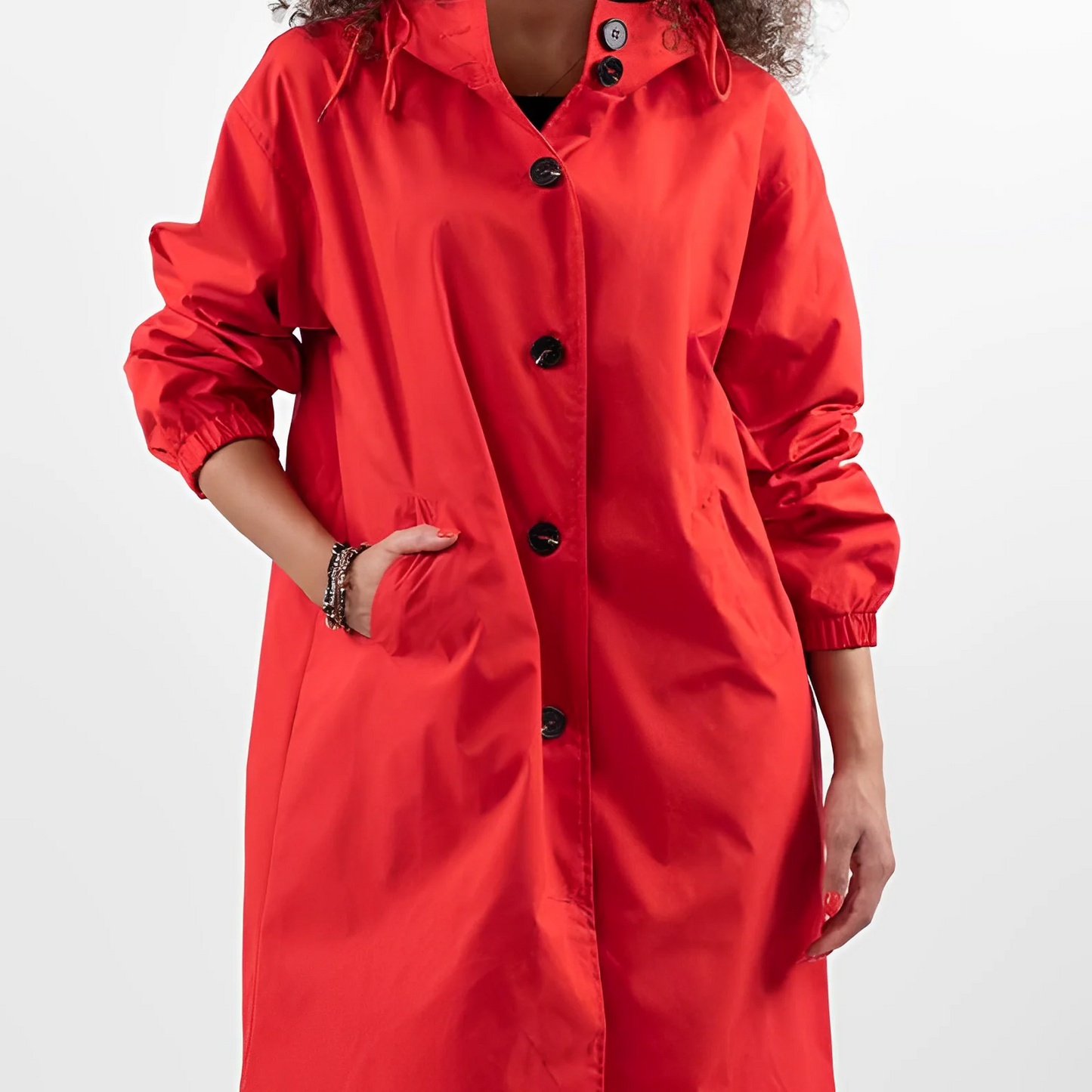 Fall Button-Front Hooded Coat