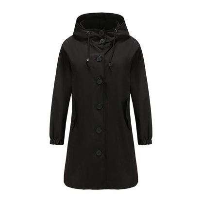 Fall Hooded Button-Front Coat