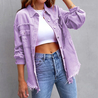 Fall Distressed Overshirt Jacket