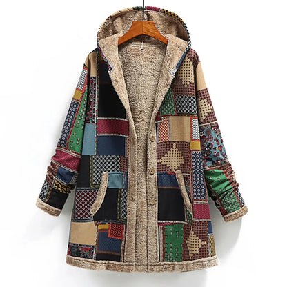 Fall Patchwork Hooded Coat