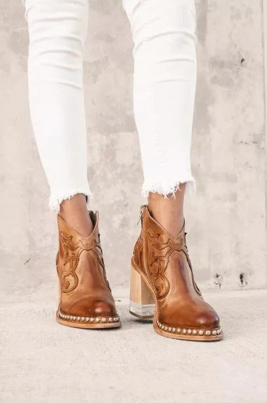 Fall Studded Block Heel Boots
