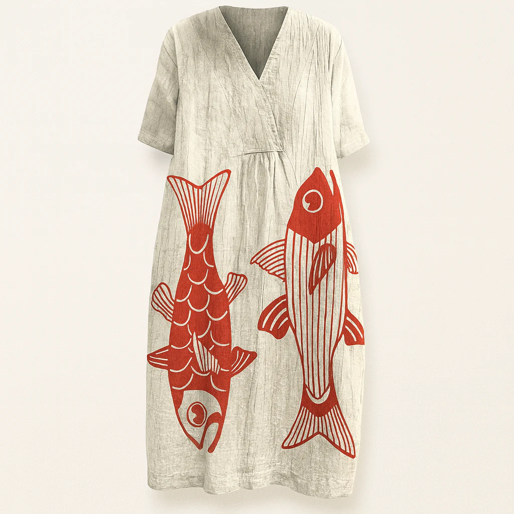 Patterned Summer Dress - Breathable Fabric, Lightweight Feel, Relaxed Fit