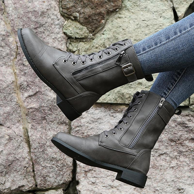 Fall Lace-Up Mid-Calf Boots