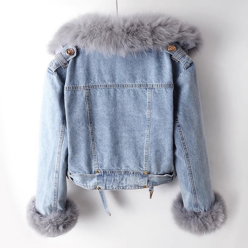 Fall Denim Fur-Collar Jacket