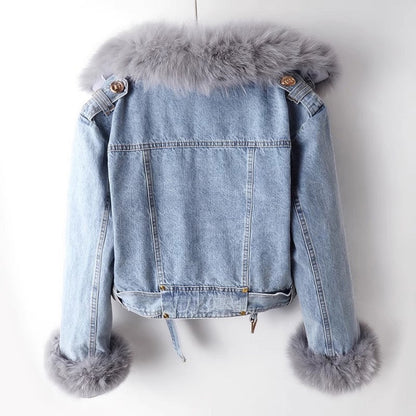 Fall Denim Fur-Collar Jacket