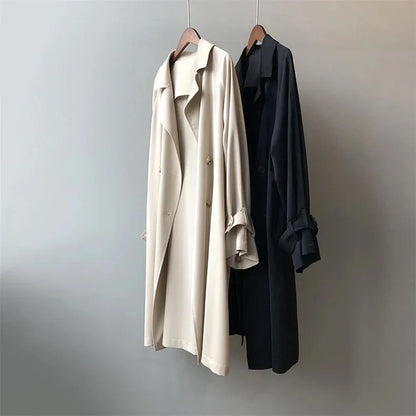 Fall Draped Double-Breasted Trench