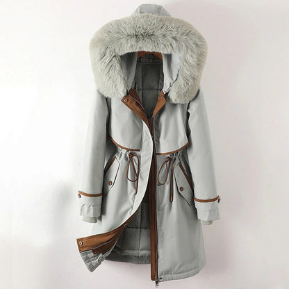 Fall Hooded Coat with Fur Trim
