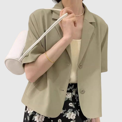 Short-Sleeve Buttoned Blazer