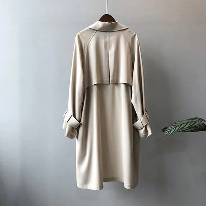 Fall Draped Double-Breasted Trench