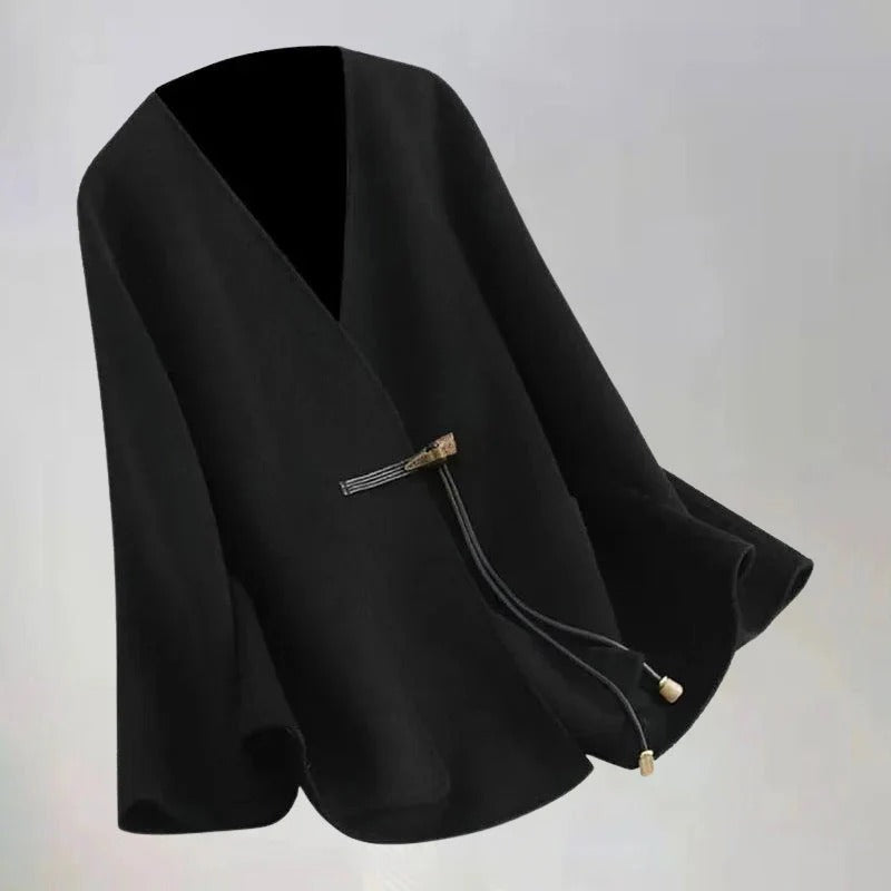 Fall Drawstring Wrap Wool Coat